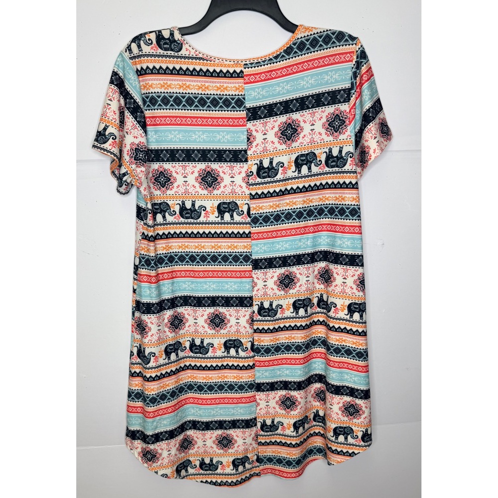 Bobbie Brooks Midi Dress M Multi-Color‎ Elephant Tribal Festival Casual Hippie - Picture 2 of 5